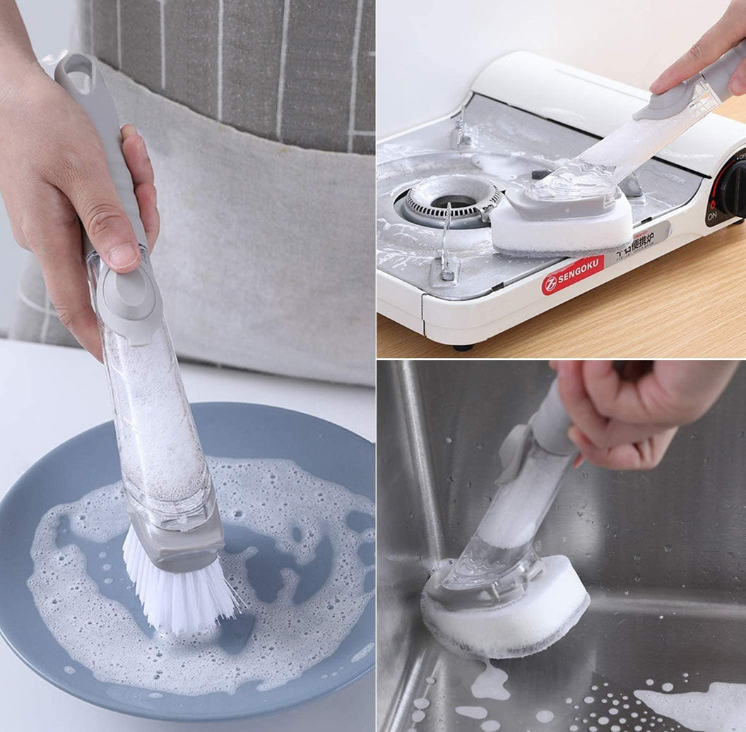 Cepillo Dispensador de Jabón 2 en 1 – Limpieza Fácil y Práctica para tu Cocina