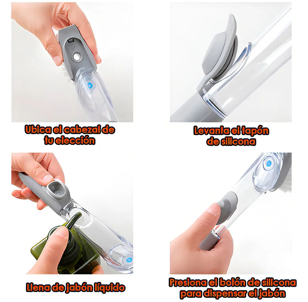 Cepillo Dispensador de Jabón 2 en 1 – Limpieza Fácil y Práctica para tu Cocina