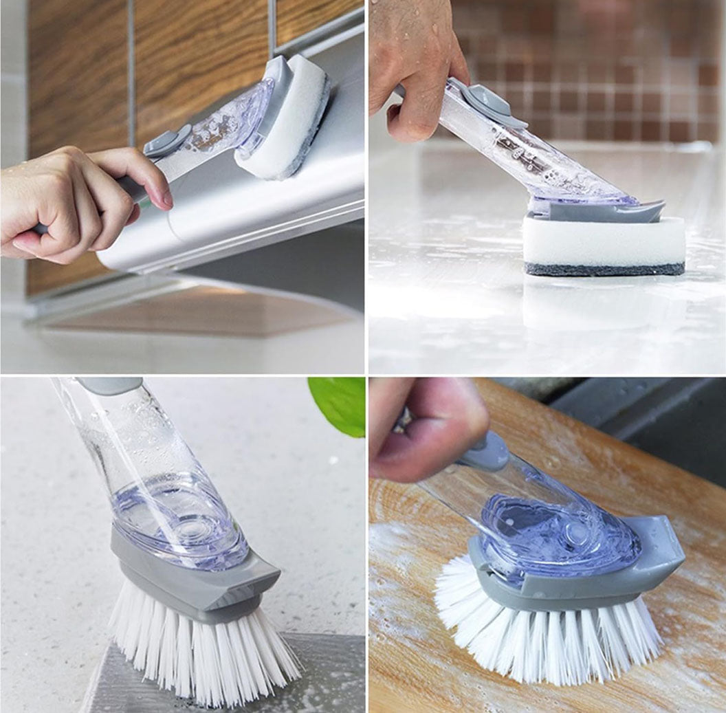 Cepillo Dispensador de Jabón 2 en 1 – Limpieza Fácil y Práctica para tu Cocina